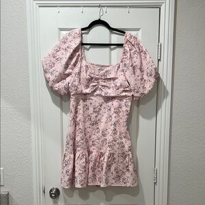 Floral Pink Puff Sleeve Dress